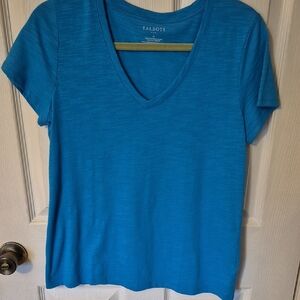 Talbots Short Sleeve V-Neck Tee in Bright Teal